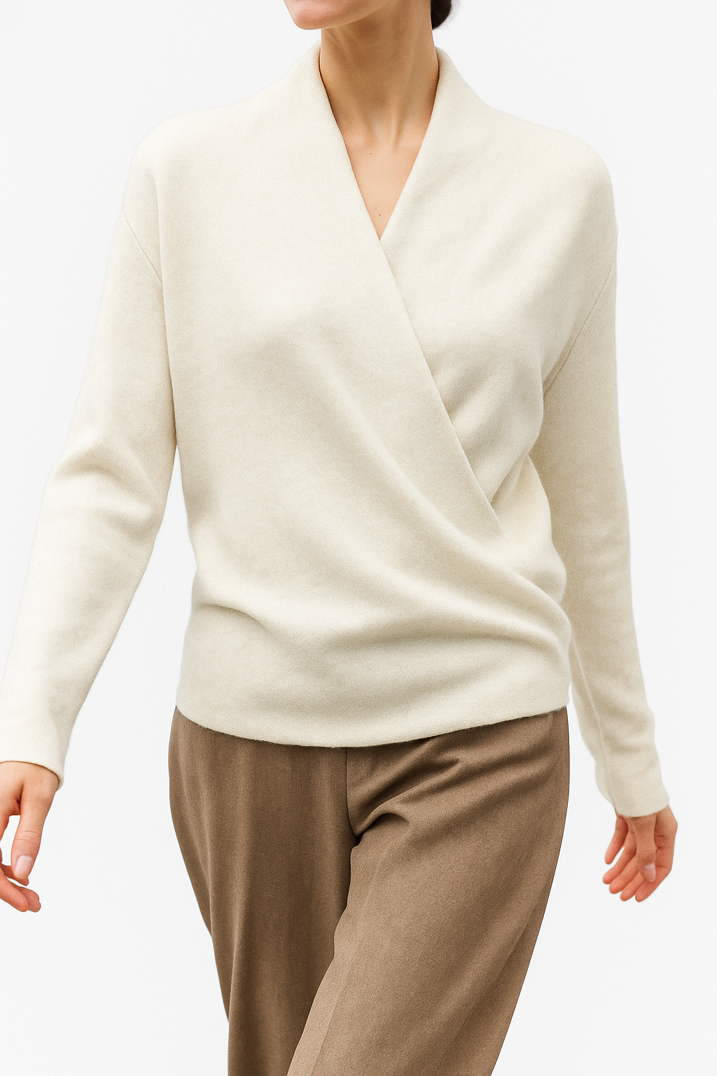 Women’s winter wrap V-neck knit sweater by Jesie-London, featuring a cozy, elegant design in a flattering fit.