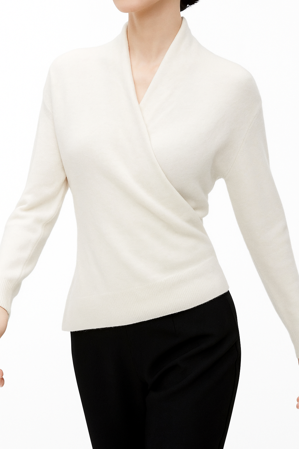 Women’s winter wrap V-neck knit sweater by Jesie-London featuring a stylish, cozy design with a soft, textured fabric.