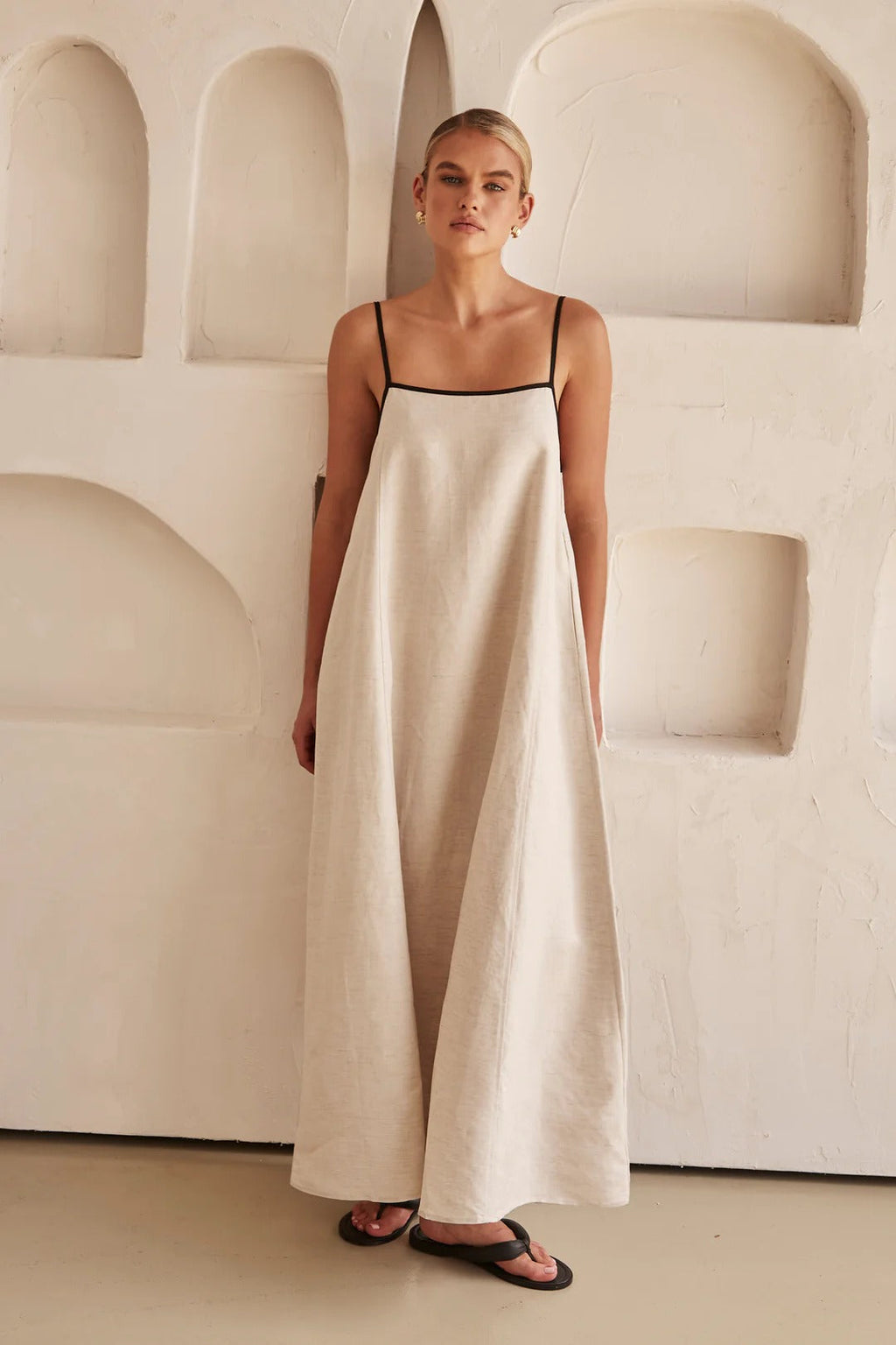Jesie-London Florence women's spaghetti strap maxi dress, elegant wedding guest gown, flowing fabric, floor-length design