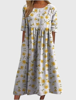 Vintage floral midi dress for women by Jesie-London featuring a ruby red color and elegant, feminine design.