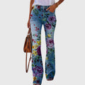 Jesie-London Laura women's floral printed skinny jeans with colorful floral design and fitted style on a white background.