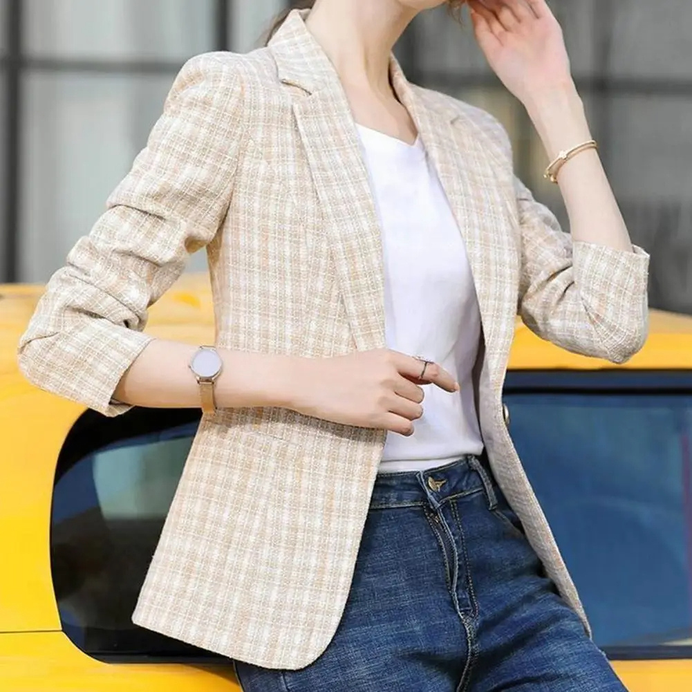 Jesie-London Esme women's single-button tailored office blazer in black, shown on a model with a professional setting.