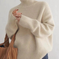 Jesie-London Amelia women's oversized turtleneck sweater in casual knit, shown in a cozy, relaxed fit with a high neckline.