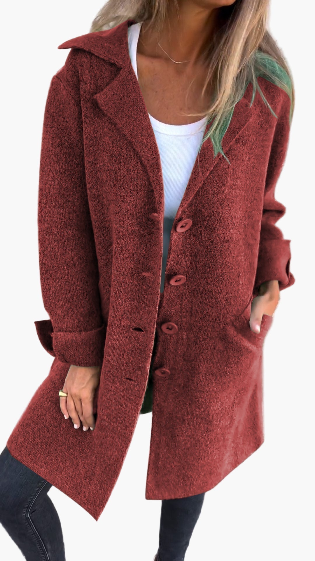 Women’s cozy oversized button-down trench coat by Jesie-London featuring a relaxed fit and classic design, shown in a neutral color.