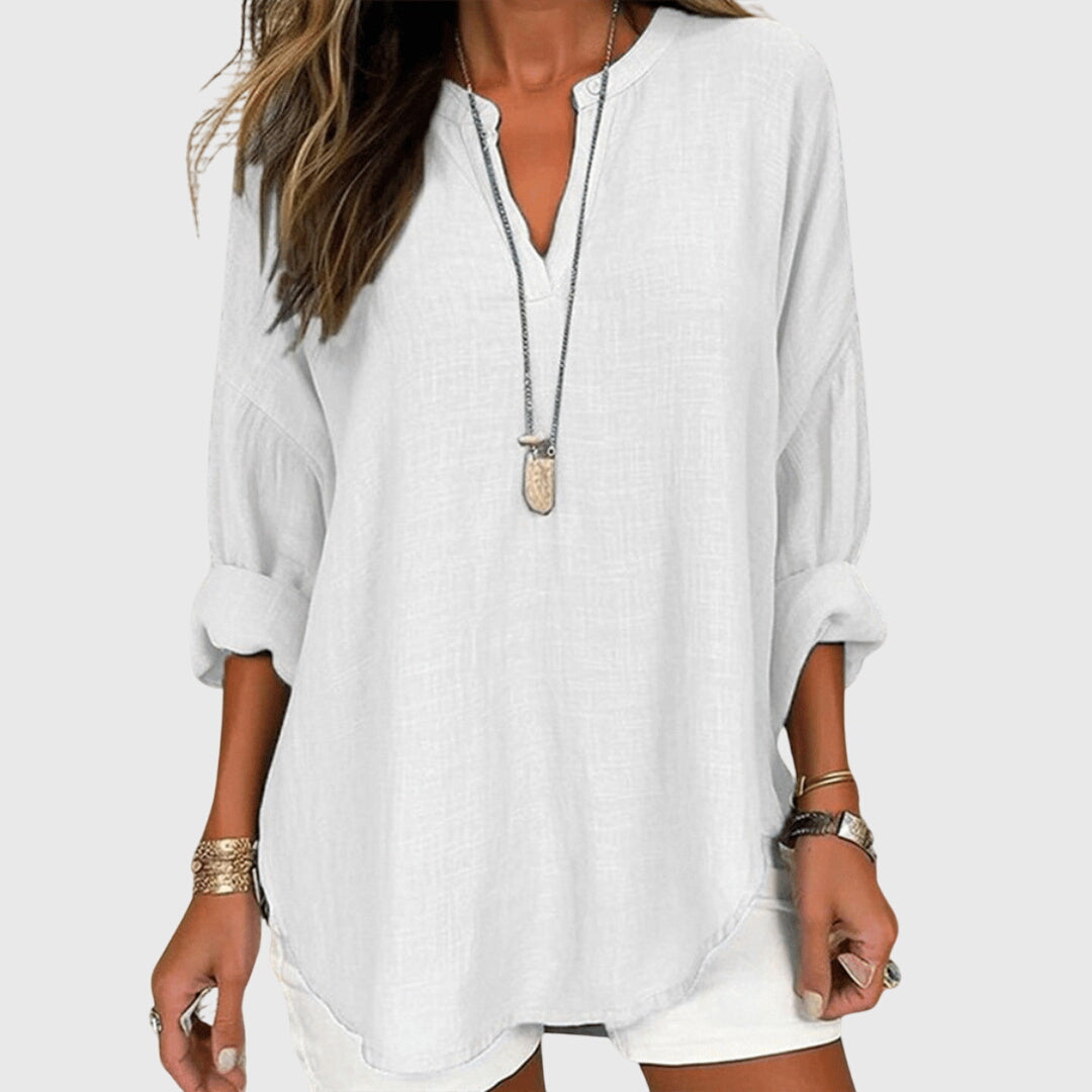 Jesie-London Bethany women's loose fit long sleeve casual top, in soft fabric, with relaxed style and simple neckline.