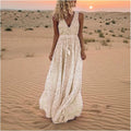 Jesie-London Catherine women's boho sleeveless V-neck maxi dress with flowing fabric and bohemian style, perfect for summer wear.