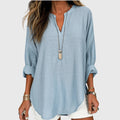 Jesie-London Bethany women's loose fit long sleeve casual top, soft fabric, relaxed style, in a neutral color.