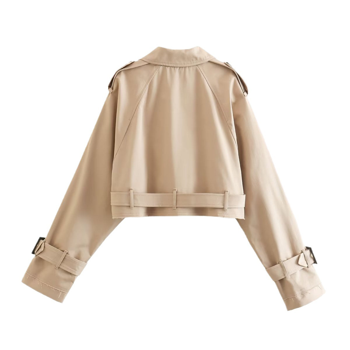Jessica women's stylish short double-breasted trench coat by Jesie-London, shown in a sleek, tailored fit with classic design.