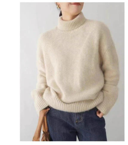 Jesie-London Amelia women's oversized turtleneck sweater in casual knit, shown in a cozy, relaxed fit.
