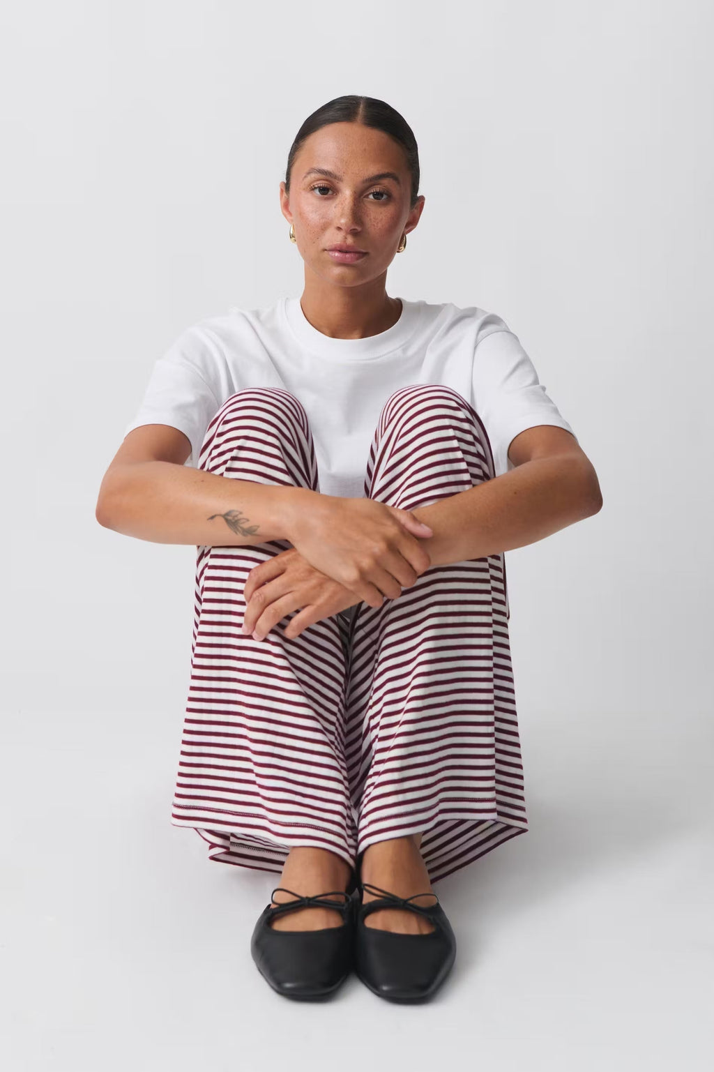 Jesie-London Ava women's spring striped relaxed pants, featuring a comfortable fit and stylish design in a colorful striped pattern.