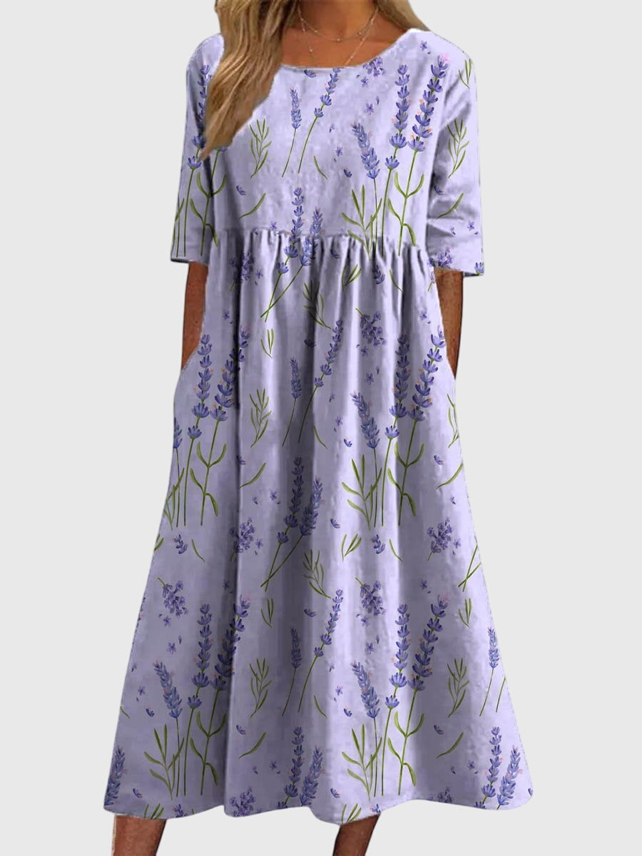 Jesie-London women's vintage floral midi dress in ruby red fabric, featuring a classic midi length and detailed floral pattern.