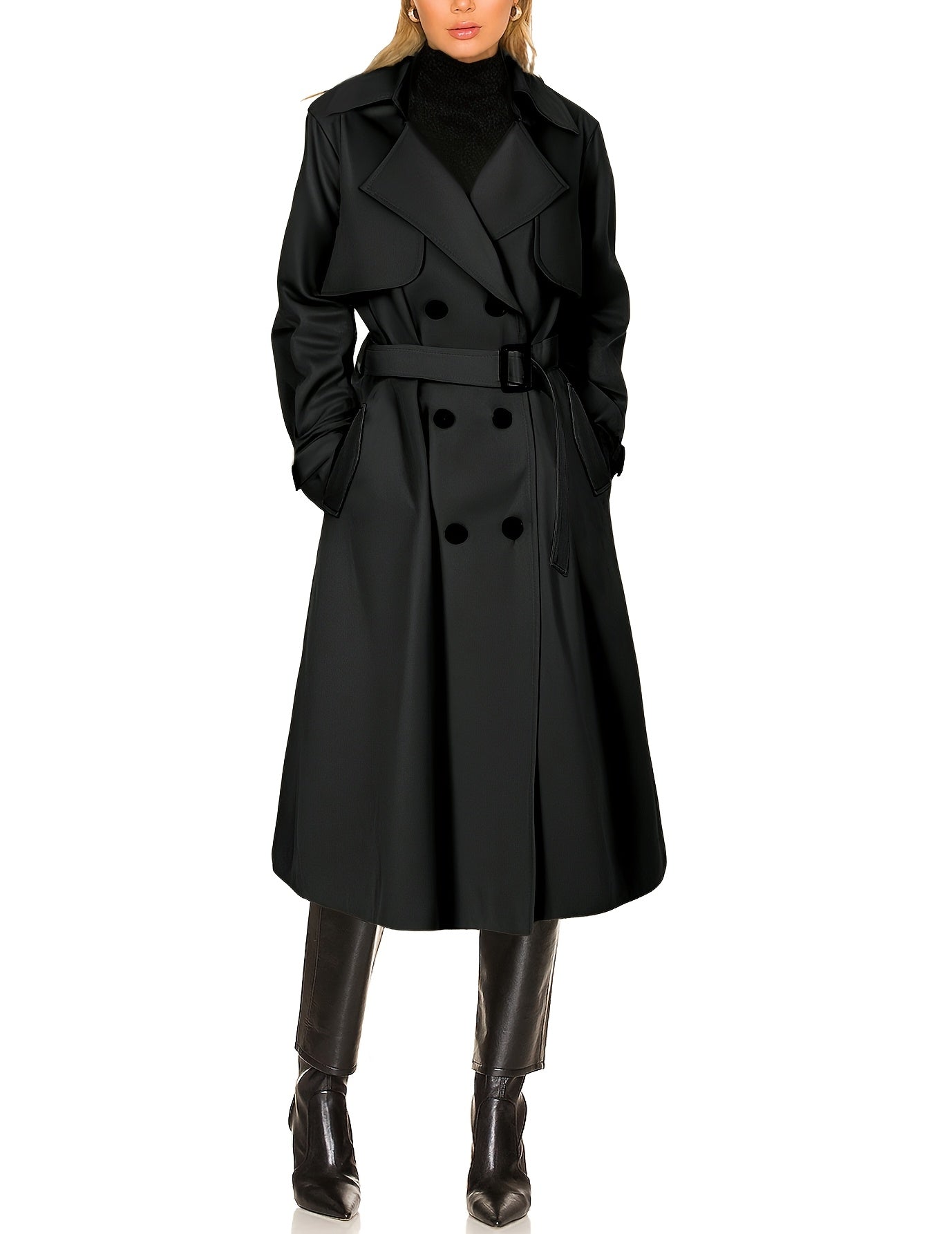 Women’s elegant longline office trench coat by Jesie-London, shown in a stylish, tailored design perfect for professional wear.