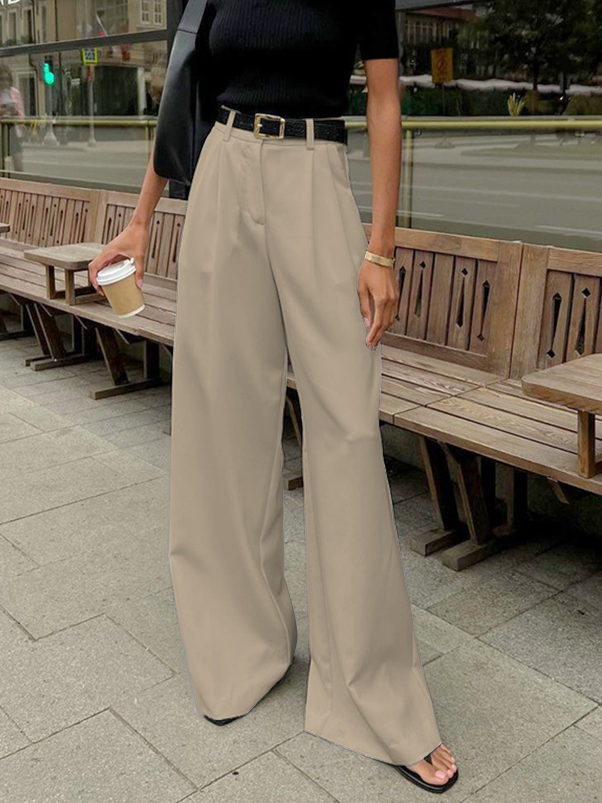 Julia women's relaxed-fit wide-leg office trousers by Jesie-London, shown in a comfortable, stylish fit on a model.