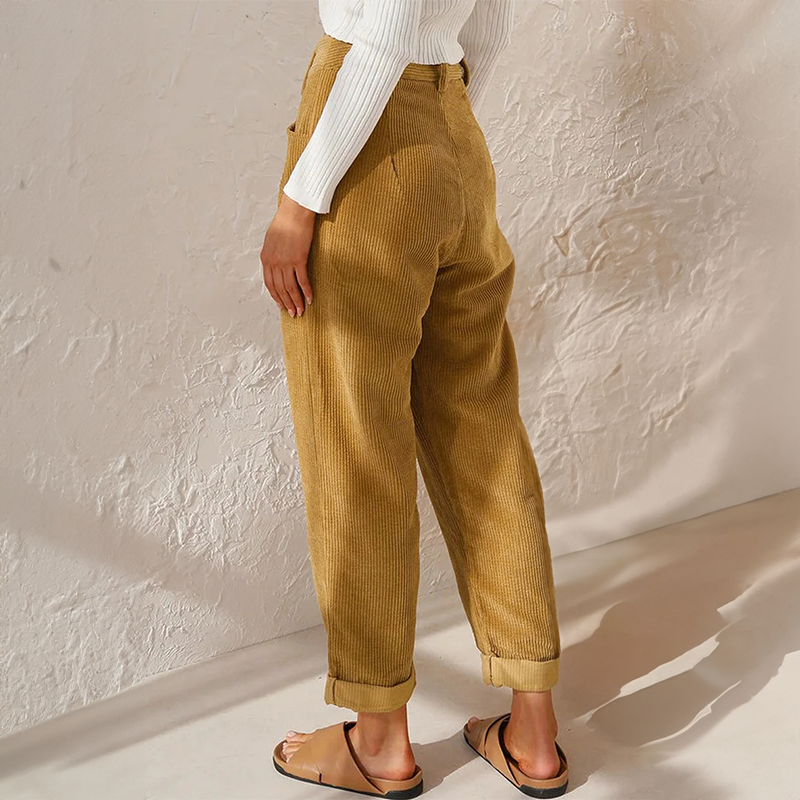 Women’s high waist wide-leg summer pants by Jesie-London, featuring casual corduroy fabric and a relaxed fit.