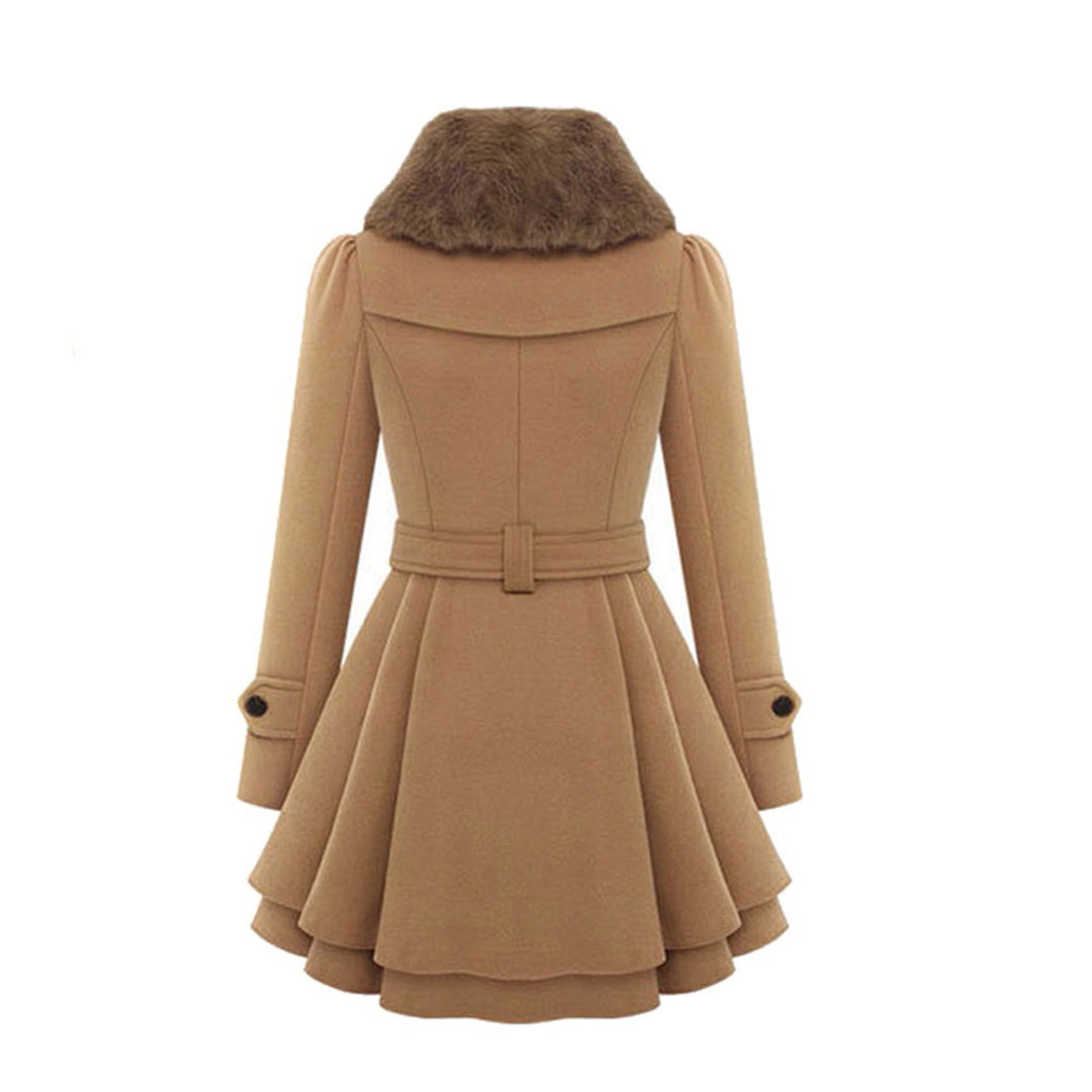 Jesie-London Lydia women's short dress coat with waist tie, elegant winter coat in warm fabric, stylish for cold weather wear.