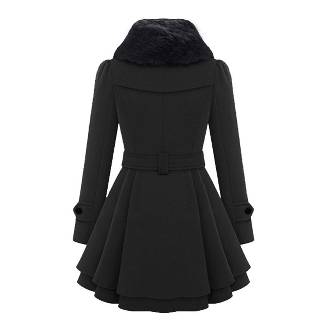 Women’s Lydia short dress coat by Jesie-London featuring an elegant waist tie and stylish design, suitable for winter wear.