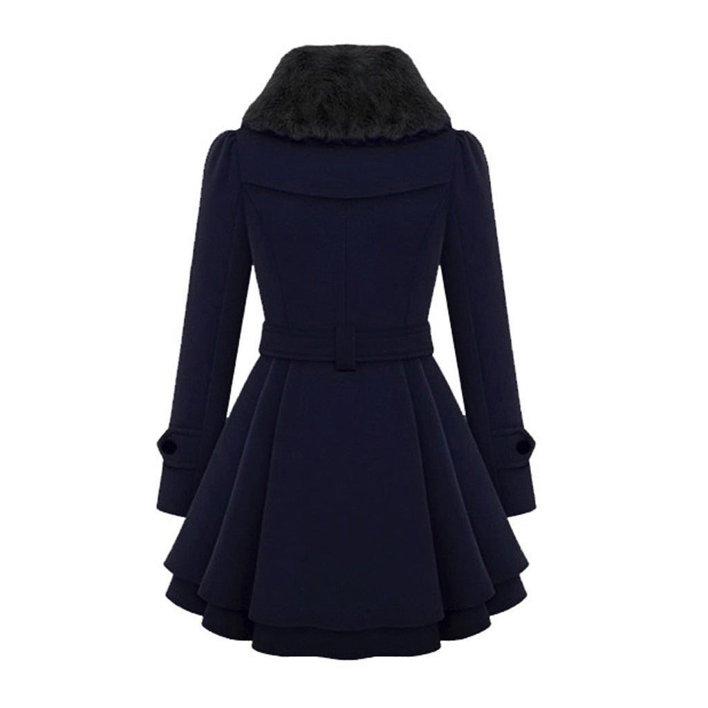 Women’s elegant waist tie short dress coat by Jesie-London, featuring a stylish design, slim fit, and sophisticated winter look.