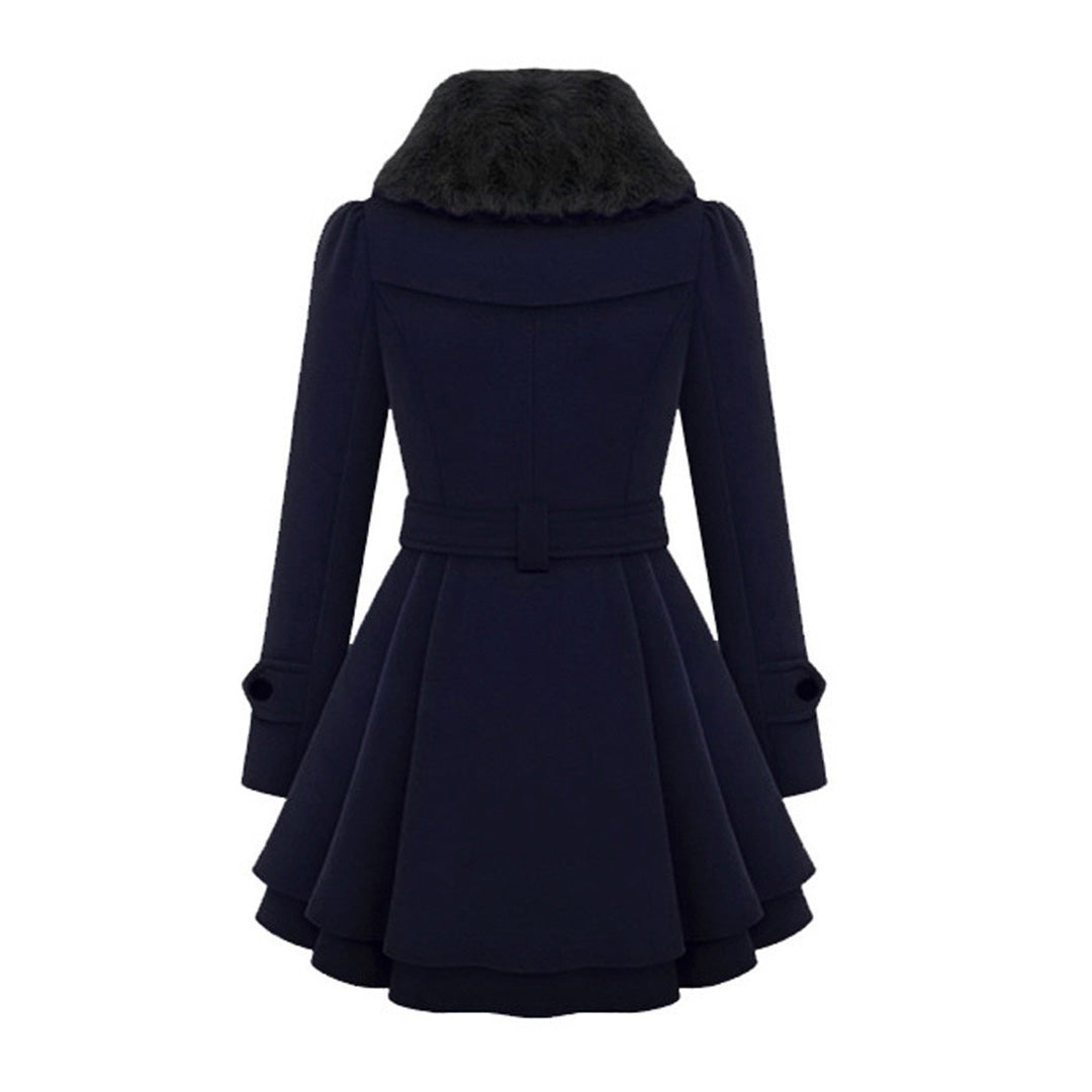Women’s elegant waist tie short dress coat by Jesie-London, featuring a stylish design, slim fit, and sophisticated winter look.