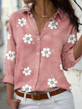Jesie-London Ella women's floral long sleeve button-up shirt top, lightweight with a vibrant floral print and classic collar.