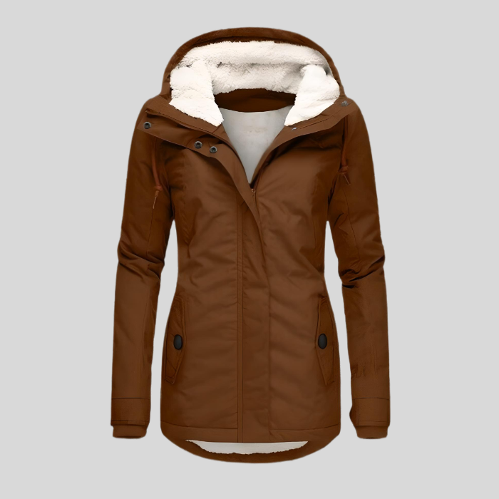 Jesie-London Charlotte women's hooded waterproof rain jacket, lightweight and breathable for outdoor protection.