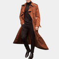 Men's elegant belted trench coat by Jesie-London, shown in a classic design suitable for all seasons, with a tailored fit.