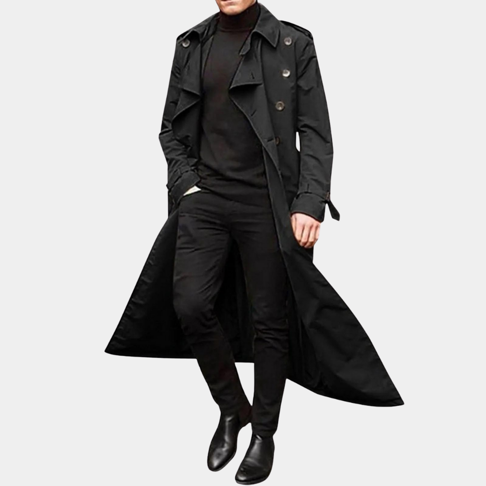 Men's elegant belted trench coat by Jesie-London, stylish and versatile for every season, shown in a classic beige color.