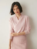Kate women’s elegant wrap crossover chic sweater by Jesie-London, featuring a sophisticated design and soft knit fabric.