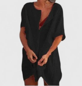 Jesie-London Lydia women's loose button beach cover-up shorts, lightweight and comfortable for beachwear and casual summer outings.