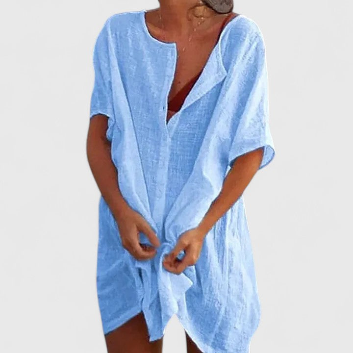 Women's loose button beach cover-up shorts by Jesie-London, with a relaxed fit and casual style, perfect for summer beachwear.
