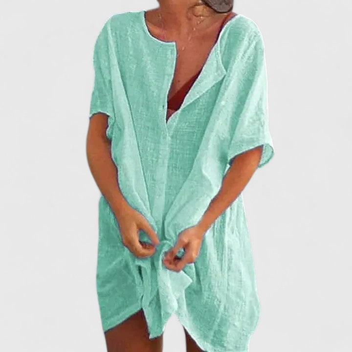 Women’s loose button beach cover-up shorts by Jesie-London, featuring lightweight fabric and casual style for summer wear.