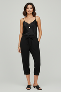 Women’s Jesie-London Anna Capri trousers with drawstring waist and side pockets, casual summer pants for women.