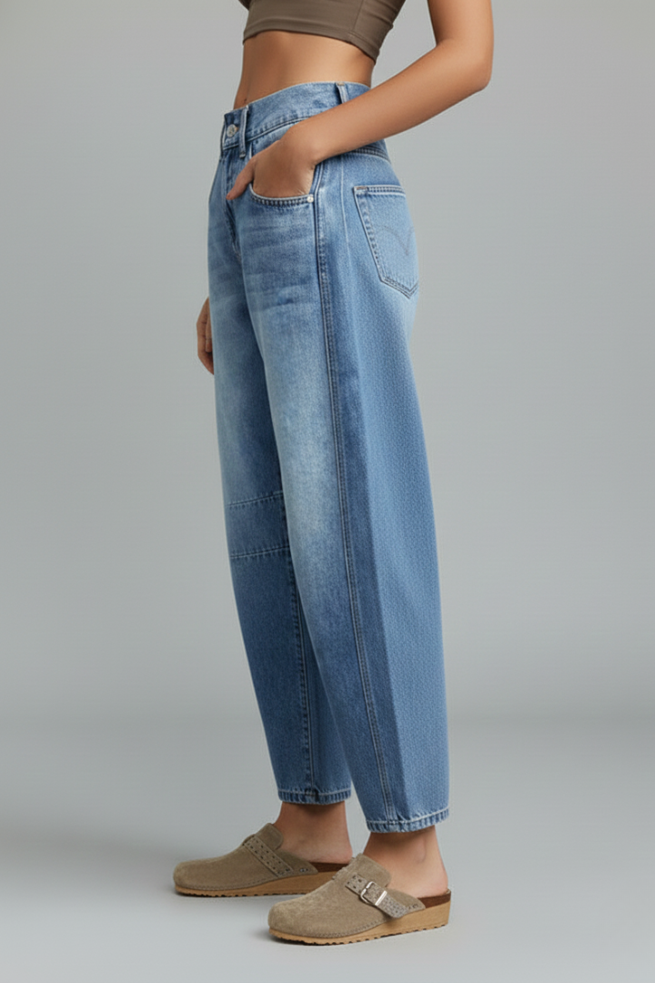 Jessica women's casual mid-waist denim jeans with front closure and pockets, styled for everyday wear by Jesie-London.