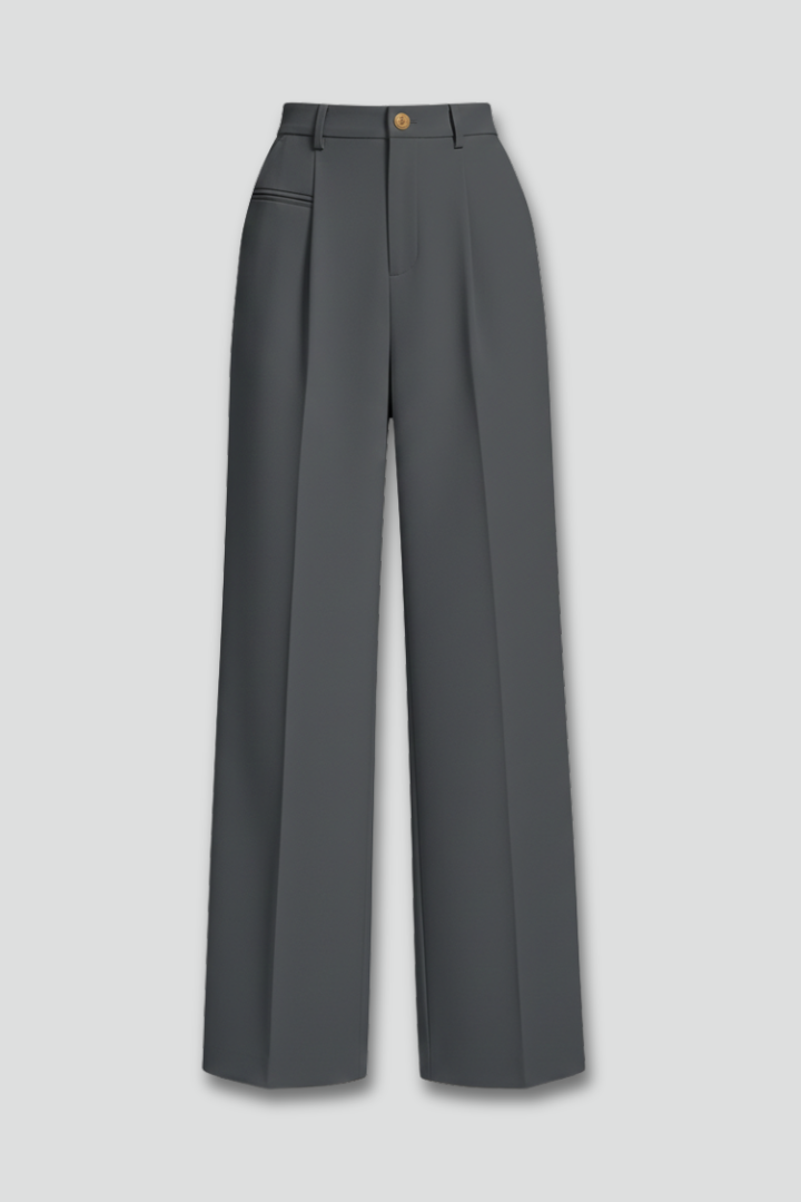Jesie-London Ava women's palazzo trousers featuring front pleats and back pockets, tailored for a stylish and comfortable fit.