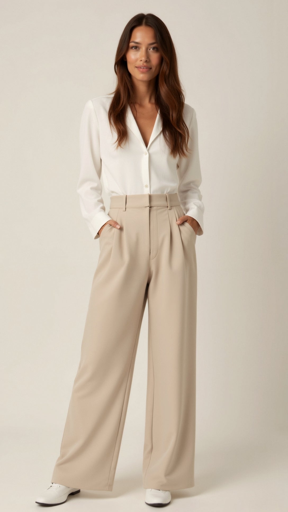 Jessica women's high-waist wide-leg pants from Jesie-London, featuring a pleated front and relaxed fit.