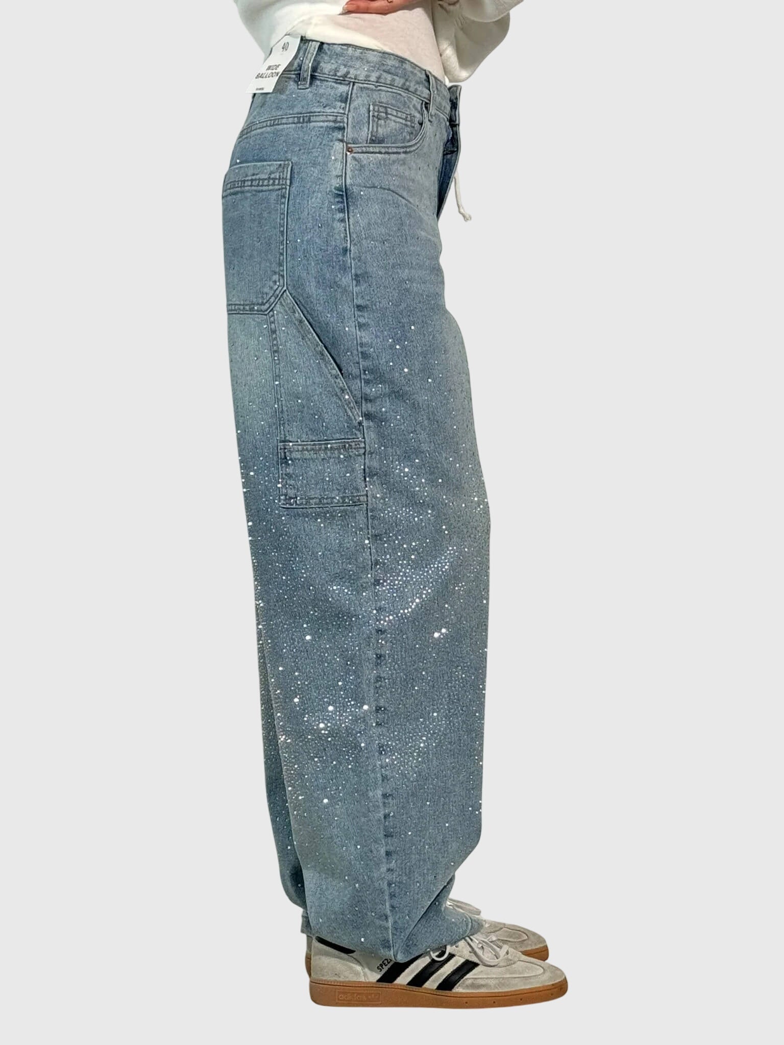 Women’s sparkle diamond denim pants by Jesie-London featuring a stylish fit and shimmering diamond embellishments.