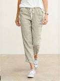 Jesie-London Emily women's casual slim fit pants with drawstring waist and relaxed straight-leg style, shown in breezy fabric.