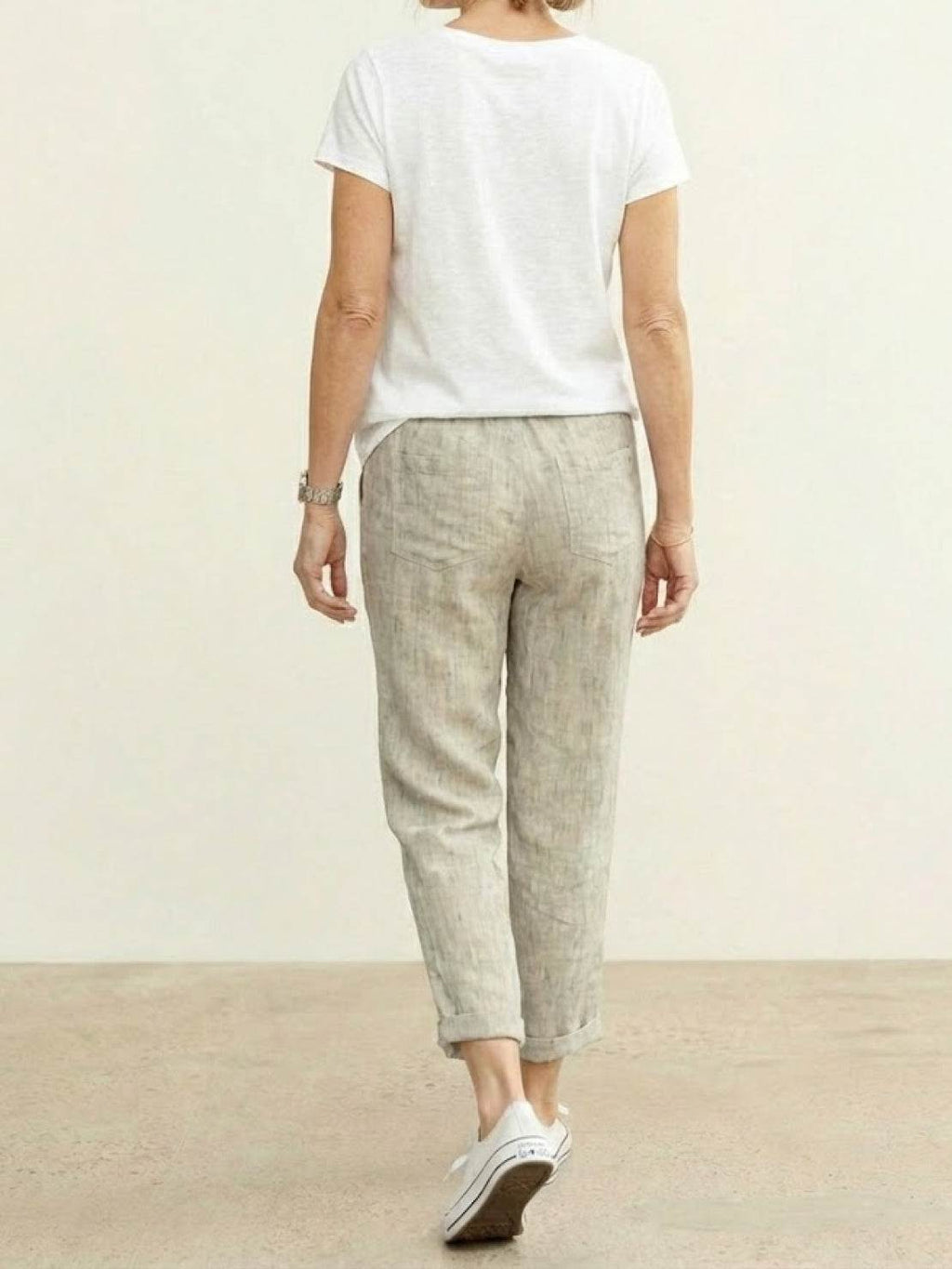 Jesie-London Emily women's casual slim fit pants with drawstring waist and breezy relaxed fit, straight-leg style.