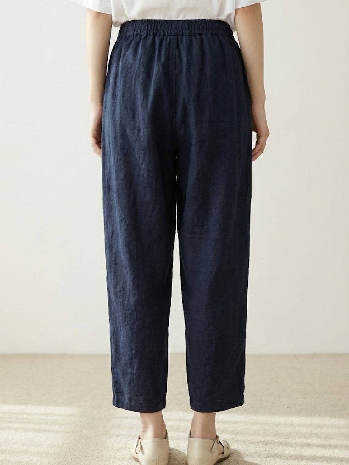 Emily women's casual slim fit drawstring waist pants by Jesie-London, featuring a breezy, relaxed straight-leg style.