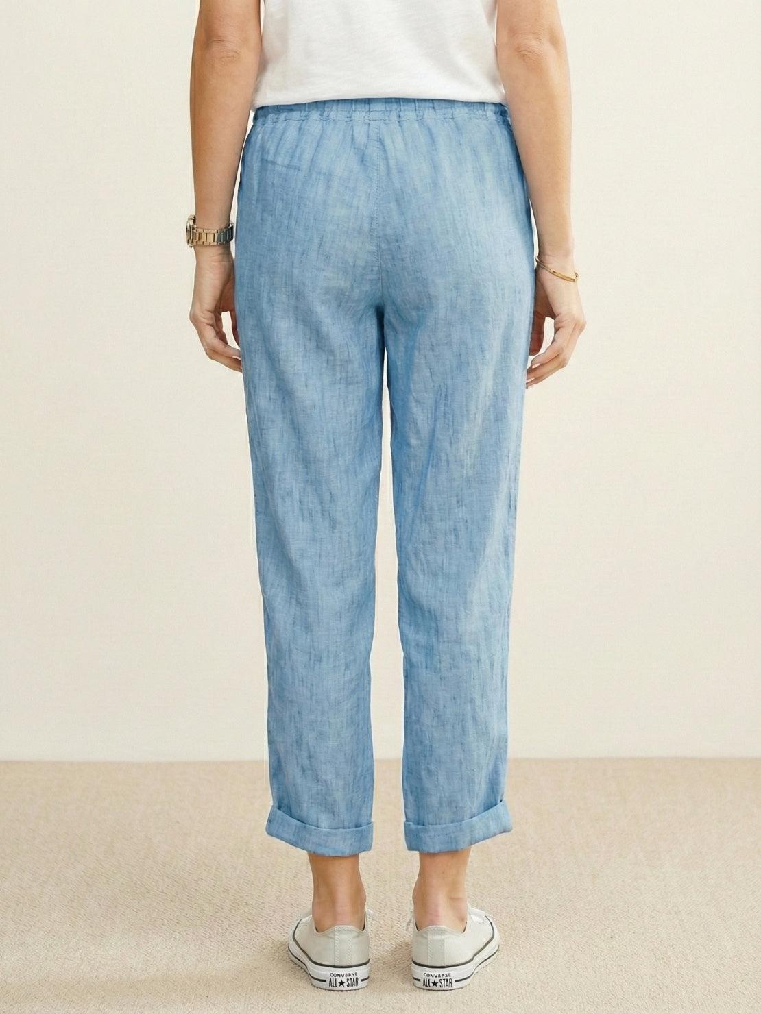 Emily women's casual slim fit pants with drawstring waist and relaxed straight-leg style by Jesie-London.