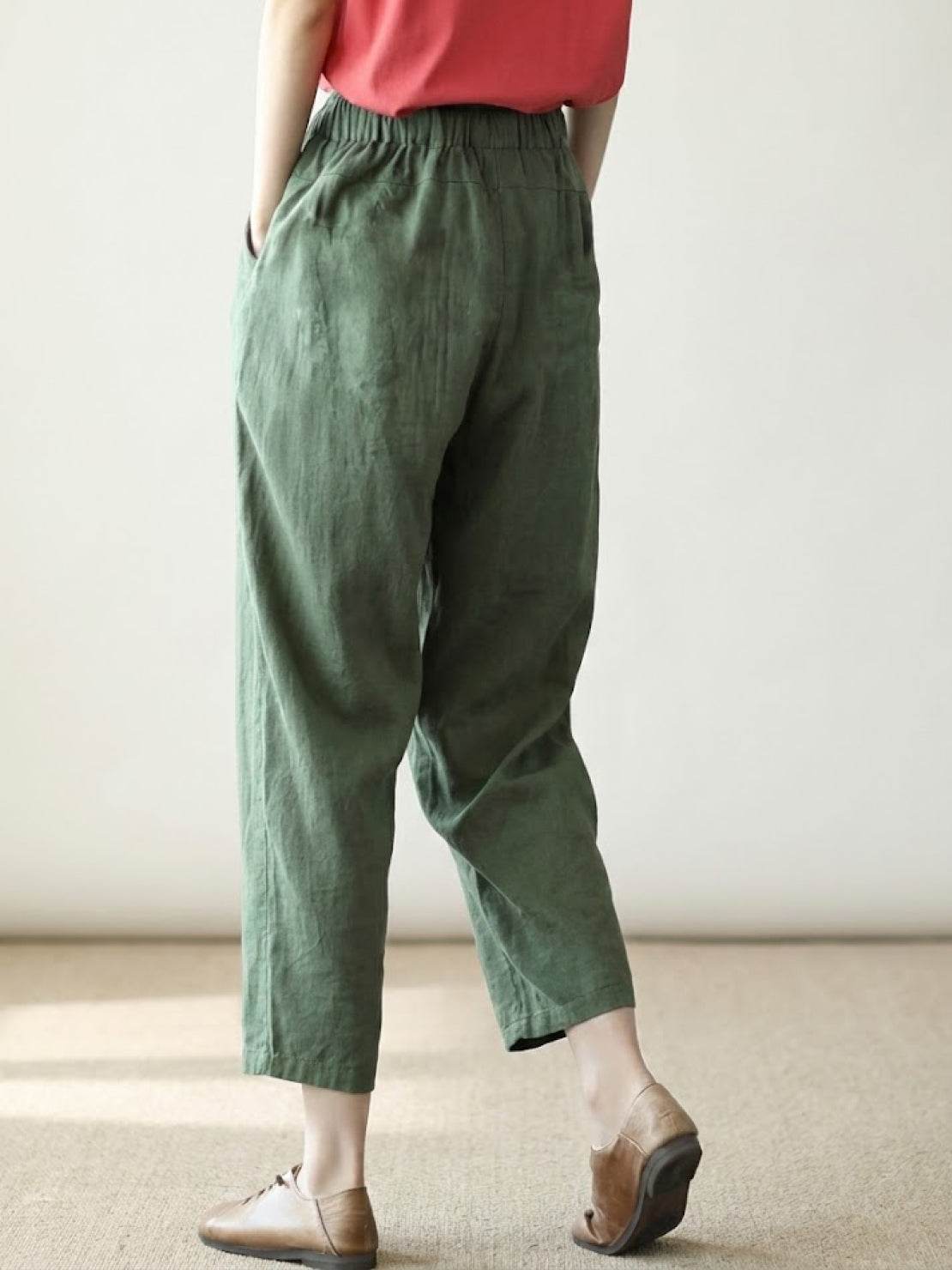 Emily women's casual slim fit pants with drawstring waist, relaxed straight-leg style from Jesie-London.