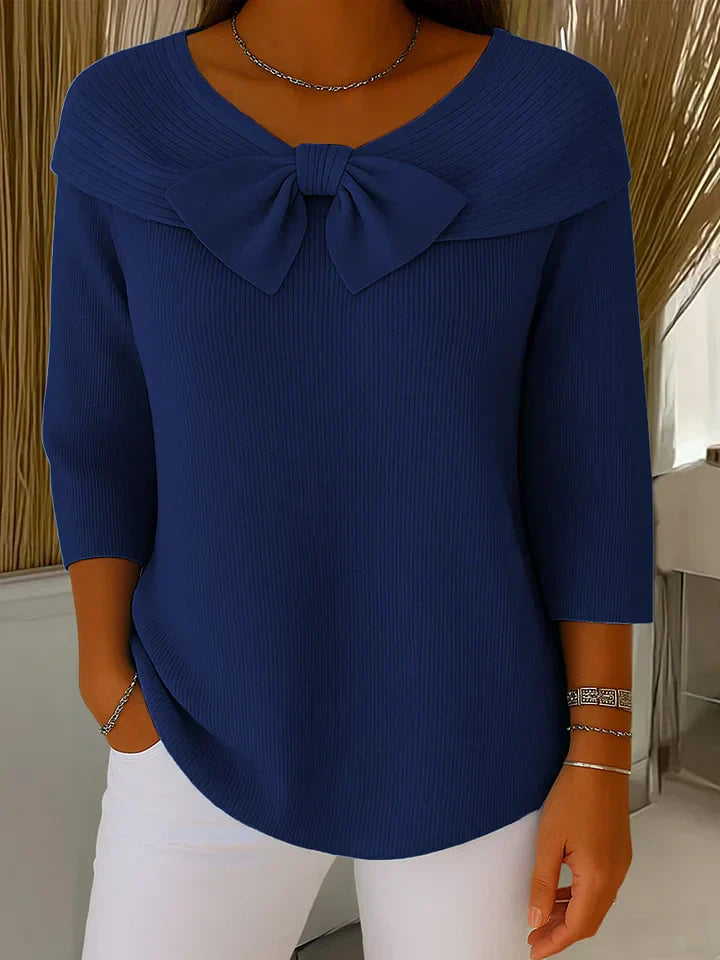 Jesie-London Anna women's three-quarter sleeve top with bow detail, stylish and comfortable for casual or dressy occasions.