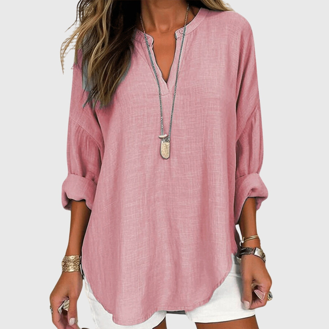 Jesie-London Bethany women's loose fit long sleeve casual top, soft fabric, in a relaxed style, shown in a neutral color.