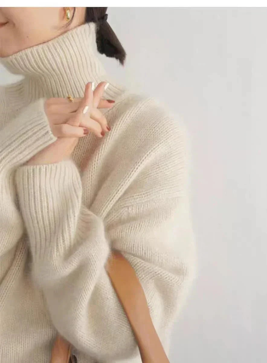 Jesie-London Amelia women's oversized turtleneck casual sweater in cozy knit fabric, shown in a relaxed fit style.