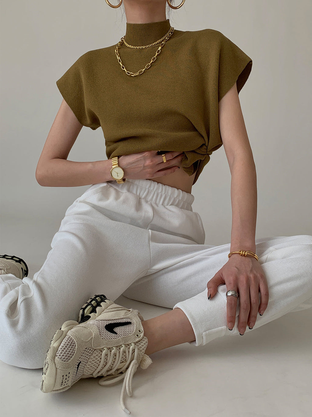 Jesie-London Stella women's short sleeve casual top with mock neck in a solid color, perfect for relaxed everyday wear.