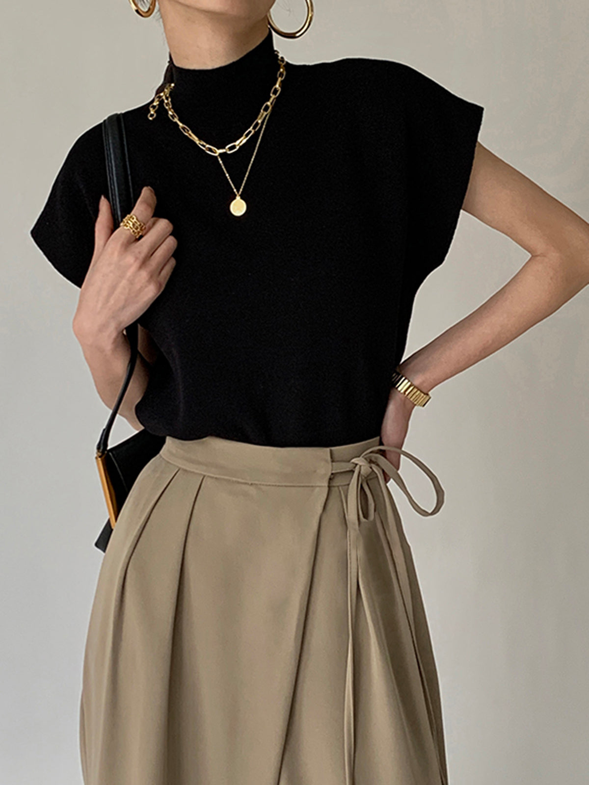 Jesie-London Stella women's short sleeve mock neck casual top in a solid color, perfect for relaxed, stylish everyday wear.