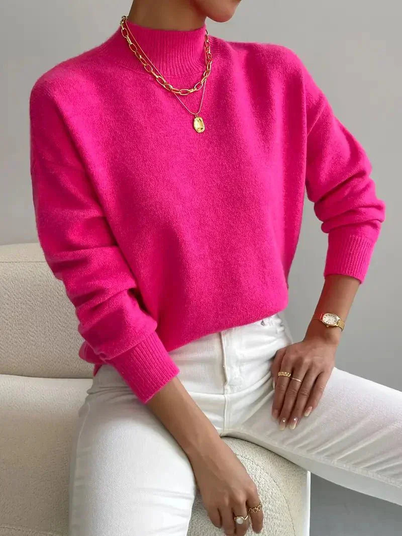 Jesie-London Bethany women's long sleeve pullover sweater top, elegant and comfortable in a cozy knit fabric, in a soft color.