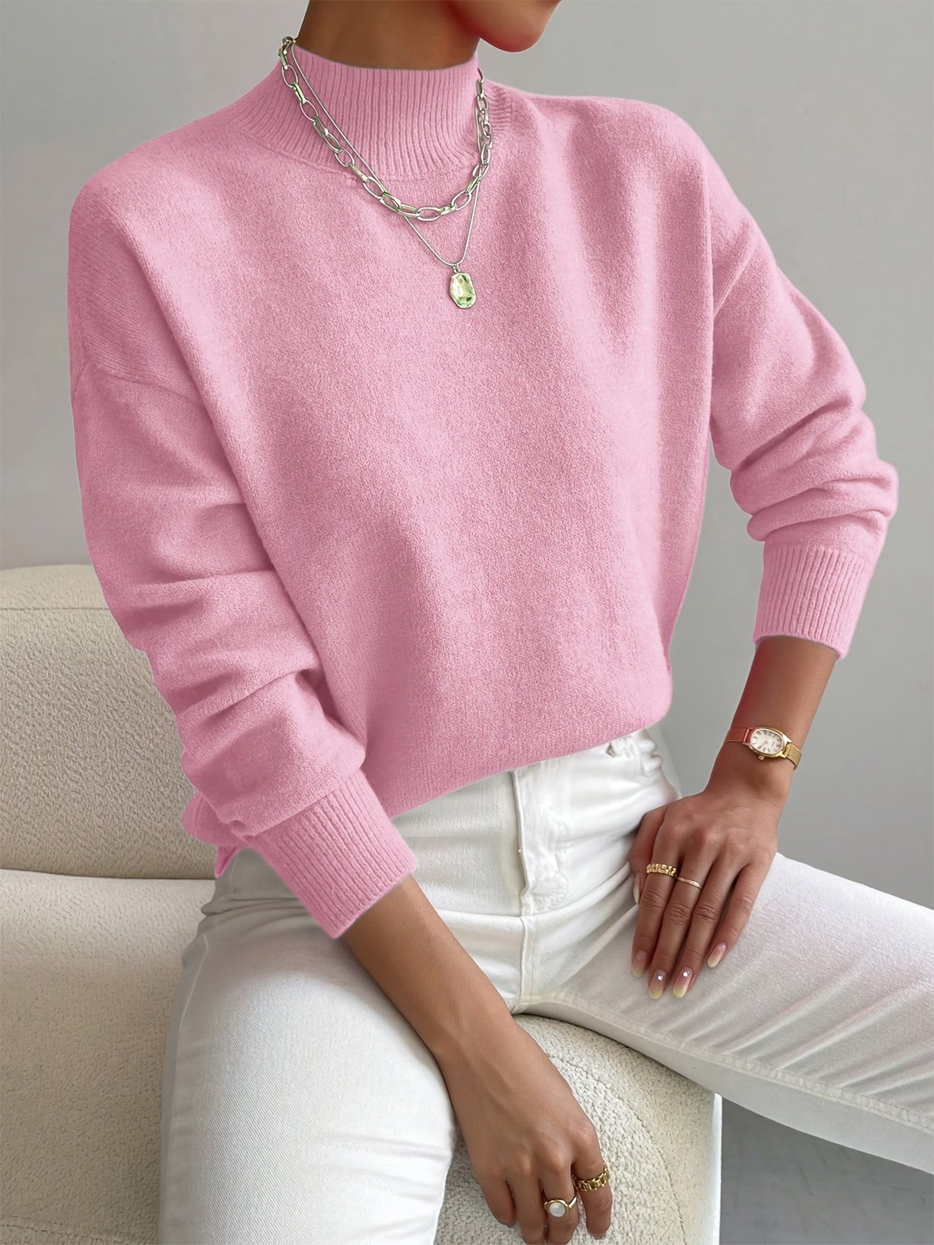 Jesie-London Bethany women's long sleeve pullover sweater top, elegant and comfortable, in a cozy knit fabric.