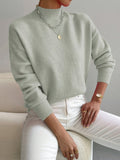 Jesie-London Emily women's spring mock neck sweater in soft, comfortable fabric, shown in a stylish, relaxed fit.