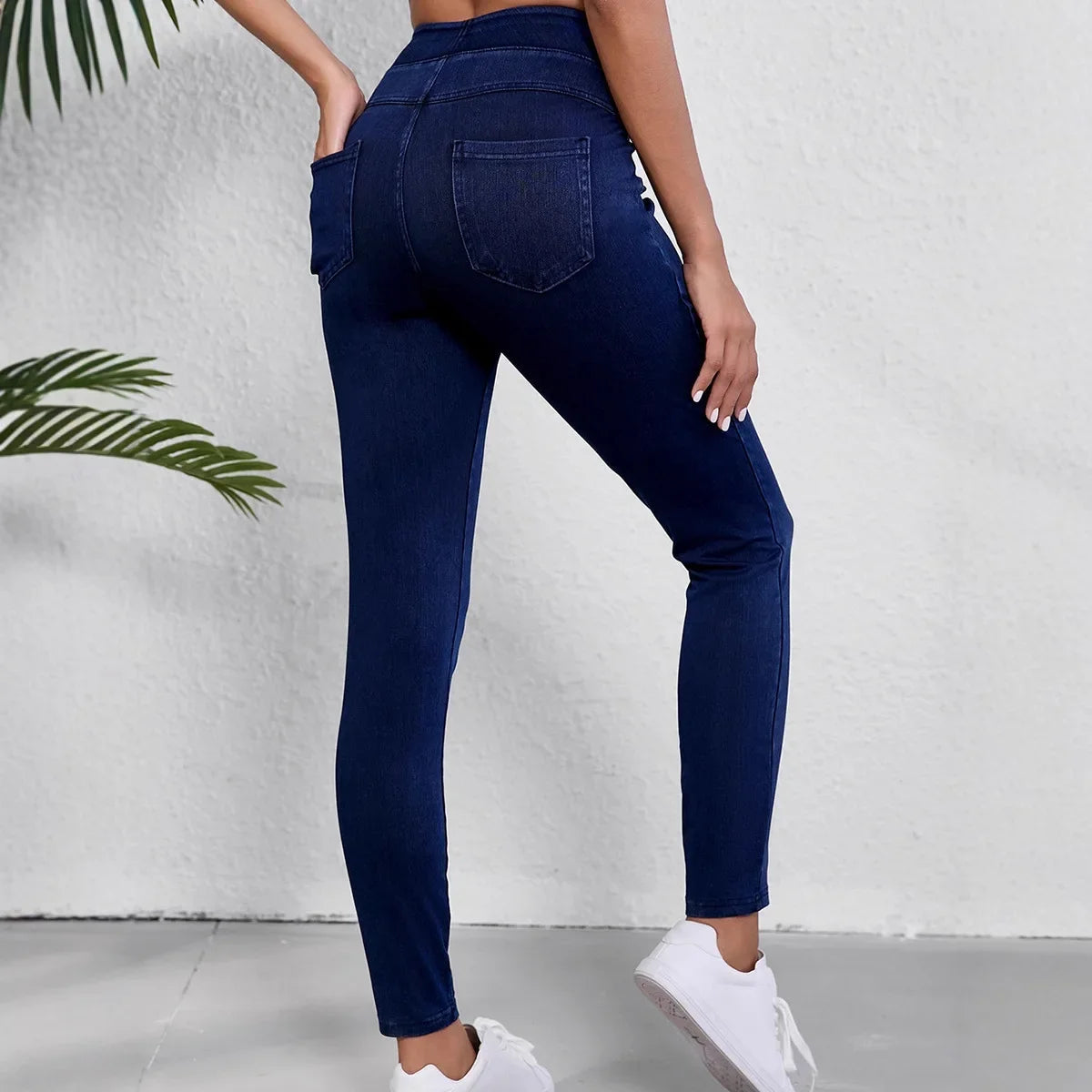 Women’s high-rise stretch jeans from Jesie-London featuring a slim fit and high-waisted style for a sleek, modern look.