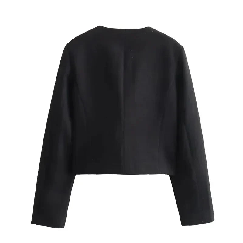 Jesie-London Hannah women's cropped bomber jacket with button front, stylish and lightweight for casual wear.
